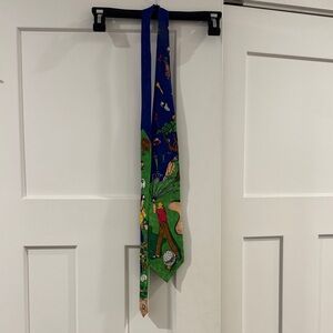 Vintage 1992 Nicole Miller 100% Silk Tie, Golfer Print